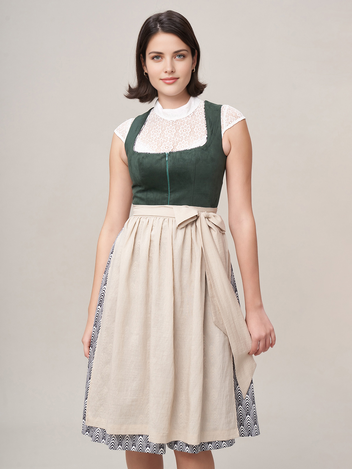 Dirndl mit V-Ausschnitt in Grün
